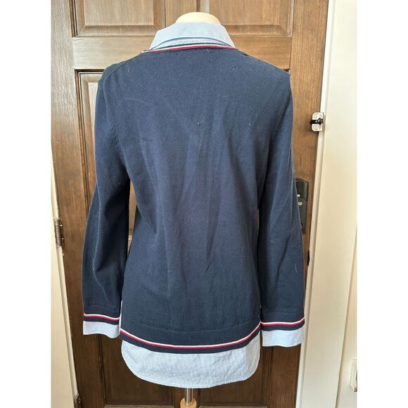 Tommy Hilfiger Blue Sweater V Neck with Collared Shirt Size Large - Picture 5 of 6